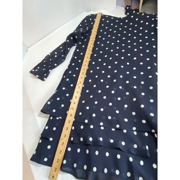 Jones New York Navy Blue & White Polka Dot Ruffle Tiered Dress Women’s Size 6 - Picture 10 of 11